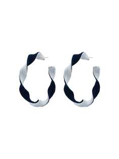 Rebecca De Ravenel blue Twist silk hoop earrings