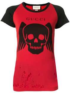 Gucci футболка с эффектом потертости и принтом