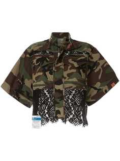 Maison Mihara Yasuhiro пиджак с камуфляжным принтом и кружевной отделкой