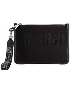 Moschino клатч на молнии с логотипом