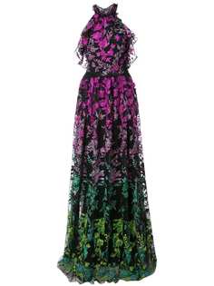 Marchesa Notte вечернее платье с вышитыми цветочными узорами