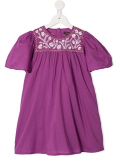 Velveteen floral embroidered dress