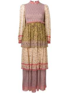 Zimmermann ярусное платье макси с цветочным принтом