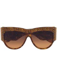 Gucci Eyewear массивные солнцезащитные очки в черепаховой оправе с кристаллами