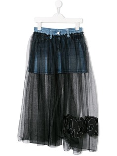 Monnalisa джинсовая юбка с подолом из тюля