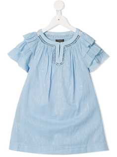 Velveteen ruffle sleeve dress