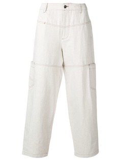 Qasimi low-rise loose parchment trousers