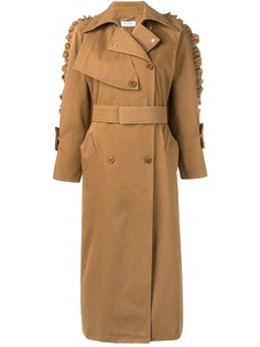 Max Mara asymmetric ruffled detail trench coat