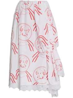 Simone Rocha юбка со сборками и принтом лиц