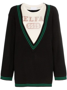 Telfar mixed deep V-neck T-shirt detail sweater