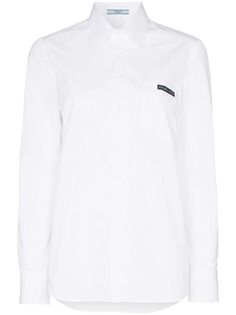 Prada cut-out detail long-sleeved cotton shirt