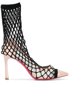 Pinko stiletto pumps with fishnet socks