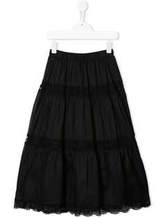 Alberta Ferretti Kids lace detail tiered skirt