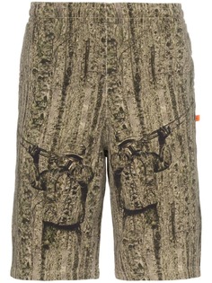 Off-White camo print cotton track shorts