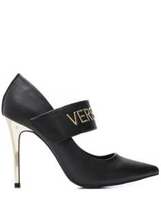 Versace Jeans black metallic pumps