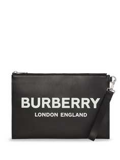 Burberry Logo Print Zip Pouch
