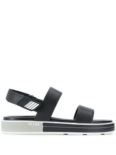 Prada leather flat sandals