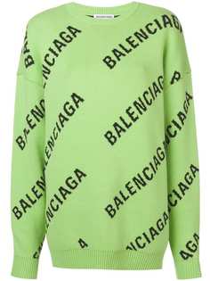 Balenciaga джемпер с логотипом вязки интарсия