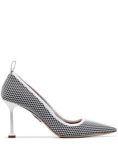 Miu Miu white and black fishnet 85 leather pumps
