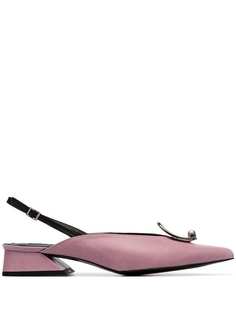 Yuul Yie pink Zizi 30 brooch embellished leather slingback pumps