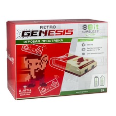 Игровая консоль DENDY с двумя беспроводными аккумуляторными джойстиками и 300 встроенных игр, Retro Genesis, белый/красный