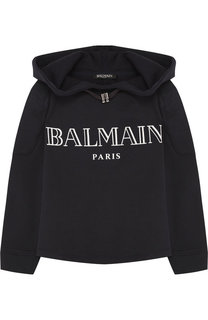 Хлопковое худи с логотипом бренда Balmain