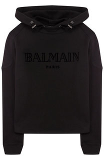 Хлопковое худи с логотипом бренда Balmain