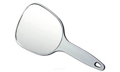 Dewal - Зеркало косметическое, пластик, серебристое с ручкой, 12х15 см