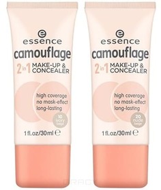 Essence - Тональная основа и консилер Camouflage 2in1 Make-up & Concealer, 30 мл