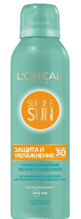 L&apos;Oreal - Сухой спрей для лица и тела Защита и Увлажнение SPF 30 Sublime Sun, 200 мл