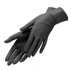 Planet Nails - Перчатки виниловые черные, 100 шт/уп