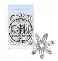 Invisibobble - Резинка для волос NANO Crystal Clear прозрачный в упаковке с подвесом, 3 шт