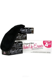 MakeUp Eraser - Мини-салфетка для снятия макияжа черная, 4 шт