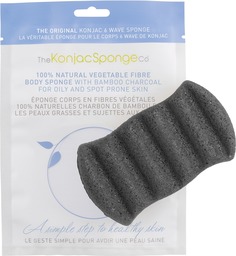 The Konjac Sponge Co - Спонж для мытья тела 6 Wave Body Bamboo Charcoal с древесным углем (для жирной кожи)