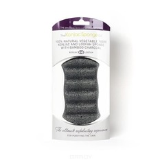 The Konjac Sponge Co - Спонж для тела с порошком люфы Konjac & Loofah Mix Charcoal Body Sponge с древесным углем