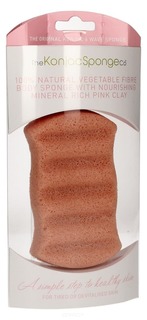 The Konjac Sponge Co - Спонж для мытья тела Premium Six Wave Body Puff with French Pink Clay с розовой глиной (премиум-упаковка)
