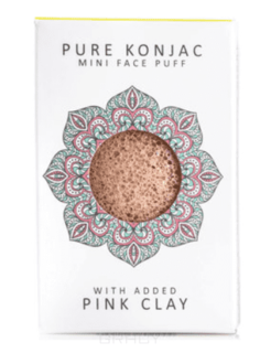 The Konjac Sponge Co - Мини-спонж для умывания лица с розовой глиной для чувствительной кожи Pure Mini Face Puff with Pink French Clay