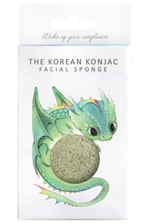 The Konjac Sponge Co - Спонж для умывания лица с зеленой глиной (для расширенных пор) Dragon Green Clay с крючком в комплекте