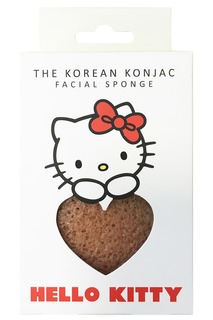 The Konjac Sponge Co - Спонж для умывания лица с розовой глиной (для чувствительной кожи) Hello Kitty Pink Clay с крючком в комплекте
