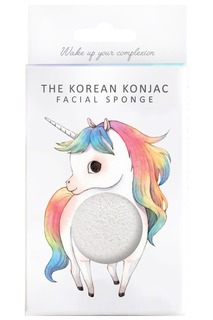 The Konjac Sponge Co - Спонж для умывания лица без добавок Unicorn Standing White с крючком в комплекте