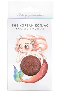 The Konjac Sponge Co - Спонж для умывания лица с красной глиной (для зрелой кожи) Mermaid Red Clay с крючком в комплекте