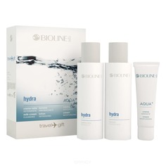 Bioline - Дорожный набор для очищения и увлажнения кожи лица, шеи и декольте Travel Gift kit Hydra, 30/100/100 мл