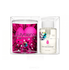 BeautyBlender - Набор косметический спонж розовый Original x2 + гель Blendercleanser Liquid (150 мл)