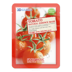 FoodaHolic - Тканевая 3D маска с натуральным экстрактом томата Tomato Natural Essence Mask, 23 мл