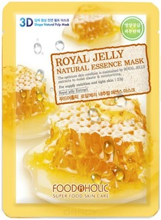 FoodaHolic - Тканевая 3D маска с экстрактом пчелиного маточного молочка Royal Jelly Natural Essence Mask, 23 мл
