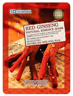 FoodaHolic - Тканевая 3D маска с экстрактом красного женьшеня Red Ginseng Natural Essence Mask, 23 мл