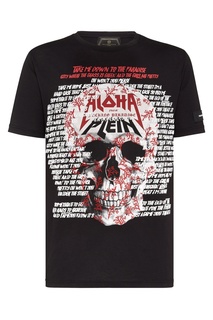 Черная футболка с принтом и надписями Philipp Plein