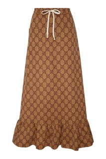 Коричневая юбка с монограммой Gucci