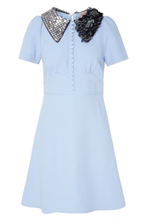 Голубое платье мини с декором No21
