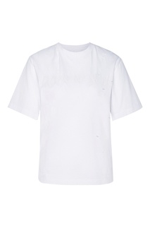 Белая хлопковая футболка с надписью Mo&Co